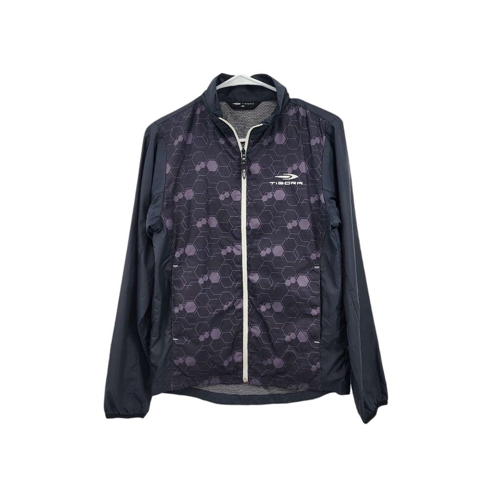 Tigora Men's Geometric Print Chest Logo Golf Windbreaker - S